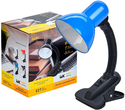 настольный светильник IEK 1001 синий - с упаковкой