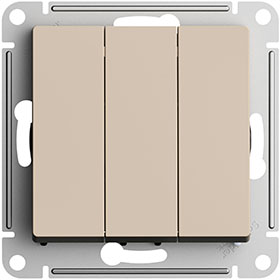 выключатель 3-клавишный Systeme Electric AtlasDesign, песочный - внешний вид