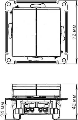 выключатель жалюзи 2-клавишный Systeme Electric AtlasDesign - размеры