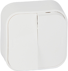 выключатель 2-клавишный Legrand 782202 Quteo белый - внешний вид