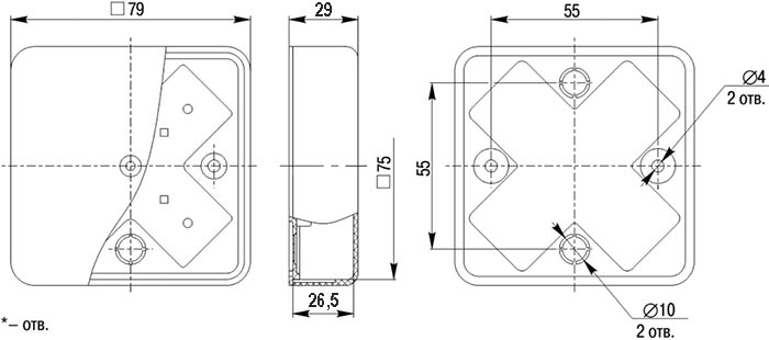 коробка распределительная КМ 75 х 75 х 28 мм IEK - размеры
