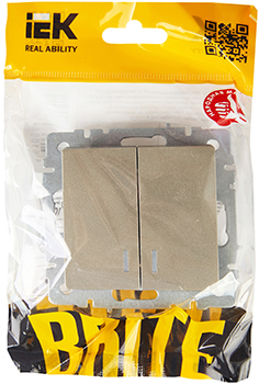 выключатель 2-клавишный IEK ВС10-2-1-БрШ Brite - упаковка