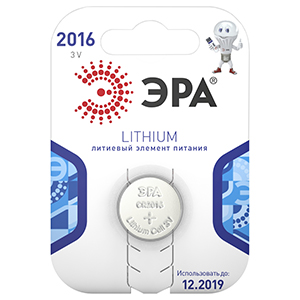 Батарейка дисковая CR2016 BL1 ЭРА 