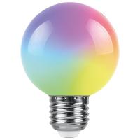 купить Лампа декор свд Е27 3Вт RGB G60 матовая Feron  плавная смена цвета в Пензе Лампа декор свд Е27 3Вт RGB G60 матовая Feron  плавная смена цвета