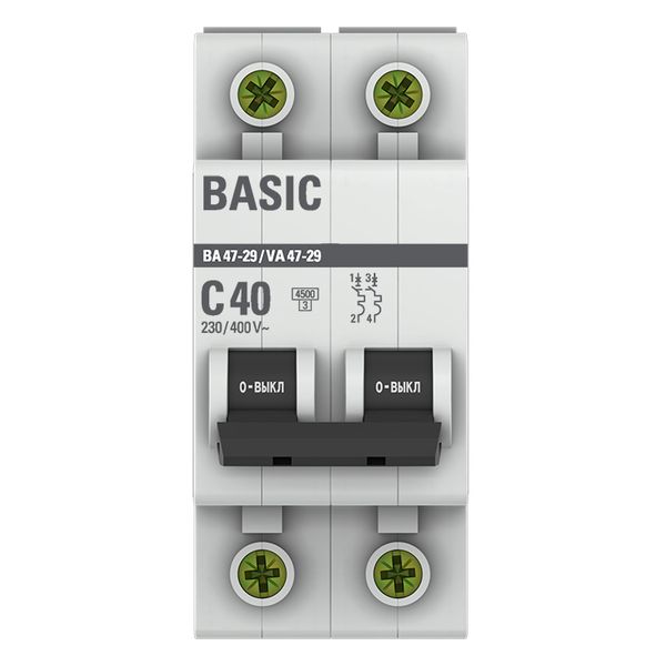 Автомат 2Р 40А C 4,5кА ВА47-29 EKF Basic 
