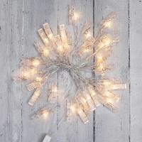 Гирлянда нить 5м теплый белый 30свд IP20 прозрачный провод прищепки