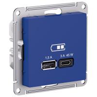 купить Атлас аквамарин розетка USB A+C скрытая 2-ая заряд 45Вт в Пензе Атлас аквамарин розетка USB A+C скрытая 2-ая заряд 45Вт