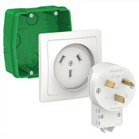 купить Комплект 32А 220В розетка+вилка+коробка скрытая белый IP20 Бланка Schneider Electric  в Пензе Комплект 32А 220В розетка+вилка+коробка скрытая белый IP20 Бланка Schneider Electric