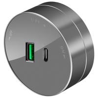 купить МультиТрек графит розетка USB A+C в шину 2-ая круглая в Пензе МультиТрек графит розетка USB A+C в шину 2-ая круглая