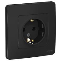 Бланка антрацит розетка скрытая 1-мест заземление IP20 