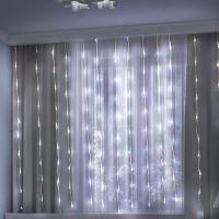 Гирлянда занавес 3*3м белый 300свд с контроллером IP20 прозрачный провод 8 режимов
