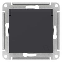 AtlasDesign карбон розетка скрытая 1-мест заземление с крышкой шторки IP20 