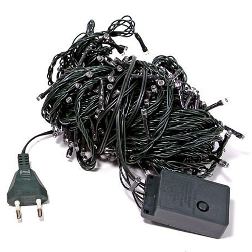 Гирлянда нить 20м синий 200свд с контроллером IP20 зеленый провод 8 режимов