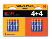 купить Батарейка AAA(мизинчик) алкалиновая BL8 Kodak Max  в Пензе Батарейка AAA(мизинчик) алкалиновая BL8 Kodak Max