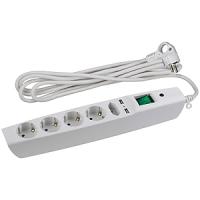 купить Фильтр сетевой 5-мест 2м ПВС 3*0,75 белый выкл USB ЭРА в Пензе Фильтр сетевой 5-мест 2м ПВС 3*0,75 белый выкл USB ЭРА