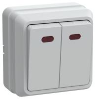купить Октава выключатель открытая белый 2кл 10А с подсветкой IP20  в Пензе Октава выключатель открытая белый 2кл 10А с подсветкой IP20