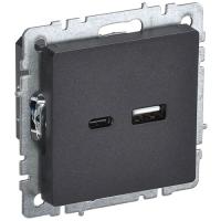 купить Брайт черный розетка USB A+C скрытая 2-ая  в Пензе Брайт черный розетка USB A+C скрытая 2-ая