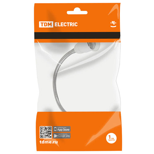 Переходник 10А белый вилка-патрон Е27 TDM 300мм