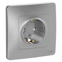 купить Бланка алюминий розетка скрытая 1-мест заземление шторки IP20 в Пензе Бланка алюминий розетка скрытая 1-мест заземление шторки IP20