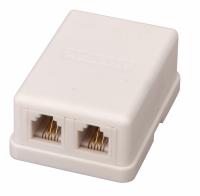 купить Рексант белый розетка RJ14 6(4) открытая 2-ая  в Пензе Рексант белый розетка RJ14 6(4) открытая 2-ая