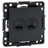 купить Стокгольм черный механизм RJ45 2x8(8) скрытая 2-ая  в Пензе Стокгольм черный механизм RJ45 2x8(8) скрытая 2-ая