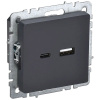 купить Брайт графит розетка USB A+C скрытая 2-ая  в Пензе Брайт графит розетка USB A+C скрытая 2-ая