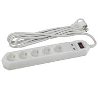 купить Фильтр сетевой 5-мест 1,5м ПВС 3*0,75 белый выкл USB ЭРА  в Пензе Фильтр сетевой 5-мест 1,5м ПВС 3*0,75 белый выкл USB ЭРА