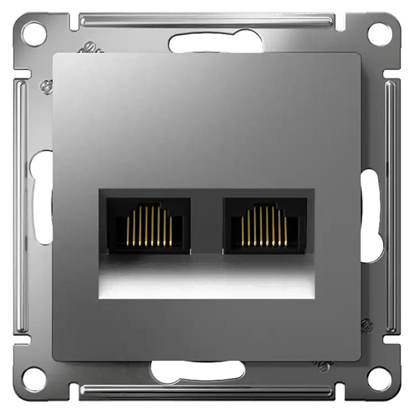 AtlasDesign сталь розетка RJ45 скрытая 2-ая 