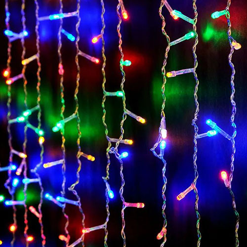 Гирлянда занавес 2*1м мульти 138свд с контроллером IP20 прозрачный провод 8 режимов