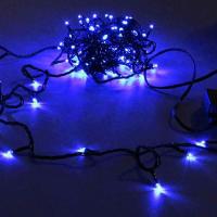 Гирлянда нить 12м синий 120свд с контроллером IP20 зеленый провод 8 режимов