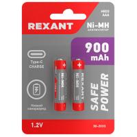 купить Аккумулятор AAA(мизинчик) 900mAh 1,2В BL2 Rexant зарядка USB Type-C в Пензе Аккумулятор AAA(мизинчик) 900mAh 1,2В BL2 Rexant зарядка USB Type-C