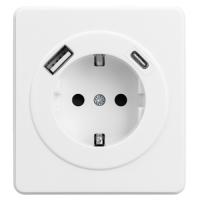 купить MIELE ROUND Розетка 1-ая с/з с/у з/ш 16А с USB A+C быстрой зарядки 5В/3А белая KRANZ в Пензе MIELE ROUND Розетка 1-ая с/з с/у з/ш 16А с USB A+C быстрой зарядки 5В/3А белая KRANZ
