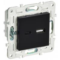 купить Сканди черный механизм USB A+C скрытая 2-ая  в Пензе Сканди черный механизм USB A+C скрытая 2-ая