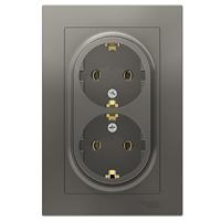 AtlasDesign сталь розетка скрытая 2-мест заземление IP20 
