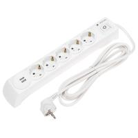 купить Фильтр сетевой 5-мест 3м ПВС 3*1,5 белый выкл USB Kranz  в Пензе Фильтр сетевой 5-мест 3м ПВС 3*1,5 белый выкл USB Kranz