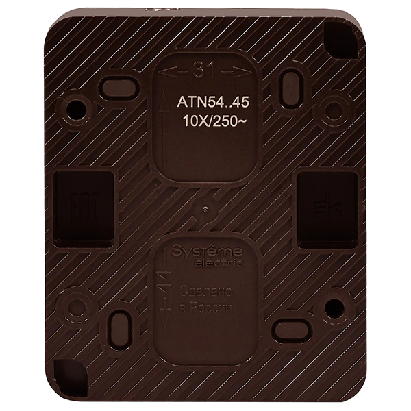 AtlasDesign Profi54 коричневый розетка открытая 1-мест заземление шторки IP54 