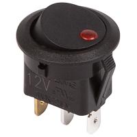 купить Выключатель ON-OFF 20А 12В индикатор черный круглый в Пензе Выключатель ON-OFF 20А 12В индикатор черный круглый