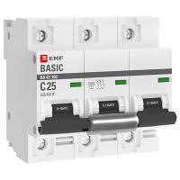 купить Автомат 3Р 25А C 10кА ВА47-100 EKF Basic  в Пензе Автомат 3Р 25А C 10кА ВА47-100 EKF Basic