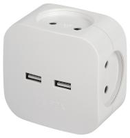 купить Разветвитель электрический ЭРА SP-4-USB-W на 4 розетки + 2xUSB 2400mA, без заземл 10А (белый) в Пензе Разветвитель электрический ЭРА SP-4-USB-W на 4 розетки + 2xUSB 2400mA, без заземл 10А (белый)