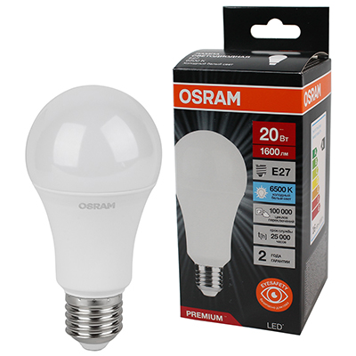 купить Лампа светодиодная 220В Е27 20Вт 6500К 1600лм стандарт A70 матовая Osram LED Value black в Пензе Лампа светодиодная 220В Е27 20Вт 6500К 1600лм стандарт A70 матовая Osram LED Value black