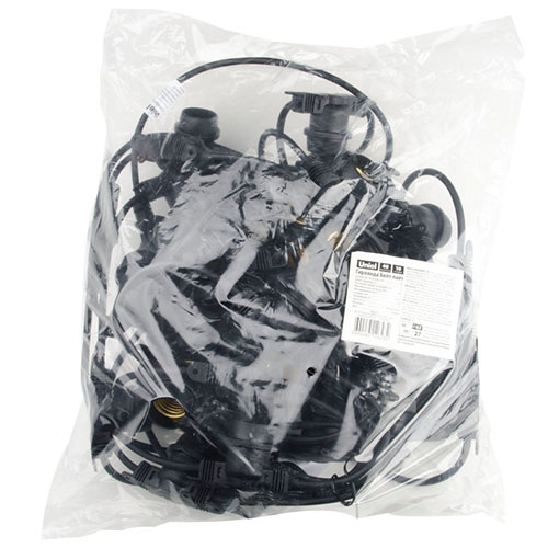 Гирлянда Белт-лайт 10м, E27, шаг 25см, 40 патронов, черный каучук, IP65 (Uniel)