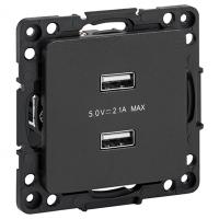 купить Стокгольм черный розетка USB скрытая 2-ая  в Пензе Стокгольм черный розетка USB скрытая 2-ая