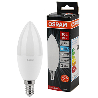 купить Лампа свеча свд Е14 10Вт 6500К 800лм B39 матовая Osram LED Value black в Пензе Лампа свеча свд Е14 10Вт 6500К 800лм B39 матовая Osram LED Value black