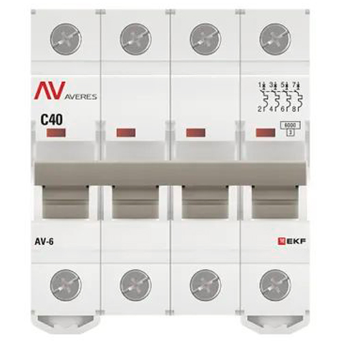 купить Автомат 4Р 40А C 6кА AV-6 EKF Averes  в Пензе Автомат 4Р 40А C 6кА AV-6 EKF Averes