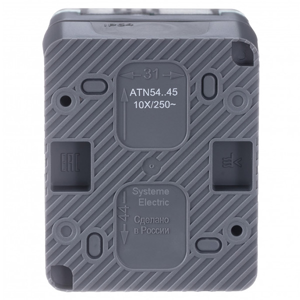 AtlasDesign Profi54 антрацит розетка открытая 1-мест шторки IP54 