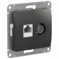 купить Глосса антрацит розетка RJ45+TV скрытая 2-ая  в Пензе Глосса антрацит розетка RJ45+TV скрытая 2-ая