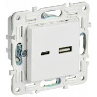 купить Сканди арктический белый  механизм USB A+C скрытая 2-ая 3,1А  в Пензе Сканди арктический белый  механизм USB A+C скрытая 2-ая 3,1А