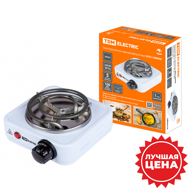 купить Электроплитка 1конф 500Вт TDM ТЭН белый в Пензе Электроплитка 1конф 500Вт TDM ТЭН белый