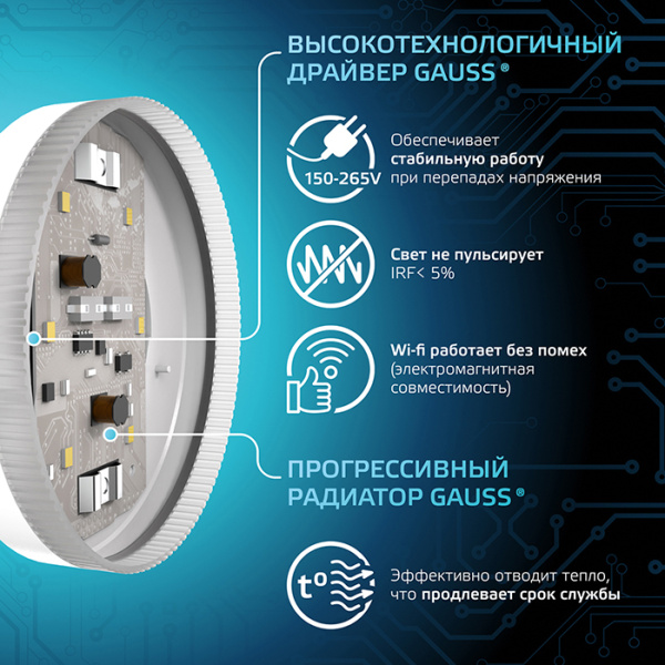 купить Лампа свд 220В GX53 8Вт 4100К 690лм таблетка матовая Gauss  в Пензе Лампа свд 220В GX53 8Вт 4100К 690лм таблетка матовая Gauss