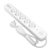 Удлинитель 5-мест 1,5м ПВС 3*1,5 белый выкл EKF  2USB 2,4А+2USBtype-С